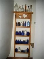 Little Blue Bottles w/display shelf