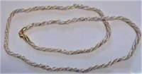 Silvertone w/ Gold Wrap Rope Chain Necklace 28" NT