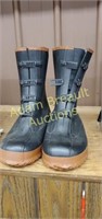 Black rubber metal latch boots, size 10, new
