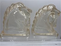 Vintage federal glass horse head bookends