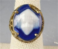Lot # 4077 - Sterling silver ring with Limoges