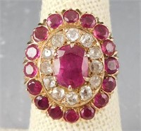 Lot # 4079 - 14k Gold ruby and diamond cocktail