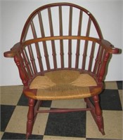 Vintage Windsor rocker with rush seat.