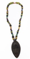 Old Beaded Necklace with Dan Mask Pendant.