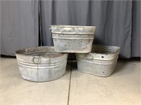 Large Vintage Galvanized Wash Buckets
