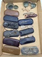 Vintage/Antique Eyeglasses and Cases (cases have
