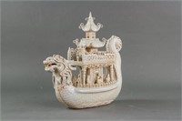 Chinese White Glaze Porcelain Dragon Boat