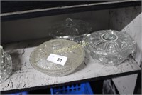 3 PRESSED GLASS CANDY DISHES