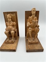 Vintage Hand Carved Bookends