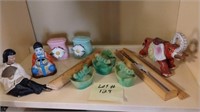 Jadeite Dragon Salt Dips, Asian Ceramic Figurines+