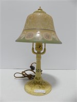 VINTAGE METAL TABLE LAMP W/GLASS SHADE