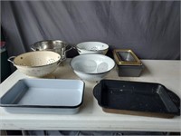 4 Drainers, 8 Bread Pans, Baking Dishes