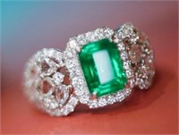 1.8ct Afghanistan Emerald Ring 18K Gold