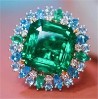 9.67ct Colombian Emerald Ring 18K Gold