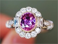 1.26ct Natural Purple Sapphire Ring 18K Gold