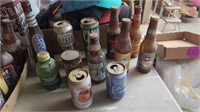 VARIETY OF OLD BEER BOTTLES AND CANS