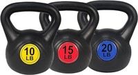 Signature Fitness Wide Grip Kettlebells Set of 3