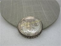 Vintage Sterling Silver Engraved Brooch, Scrolled,