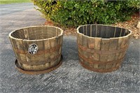 (2) Whiskey Barrel Planters