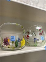 3 PAINTED GLASS BOWLS