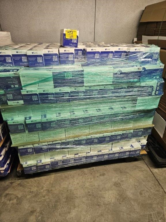 PALLET OF DISPOSABLE 3-PLY FACE MASKS