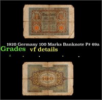 1920 Germany 100 Marks Banknote P# 69a Grades vf d