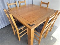 Rustic counter height solid wood dining table 6