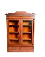 Victorian Walnut & Burl Bookcase
