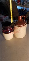Vintage crock jug and water pitch, damaged as