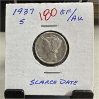 1937-S MERCURY SILVER DIME SCARCE DATE