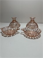 4 pcs. pink depression glassware