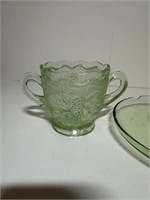 Green Ashtray and suger/ creamer cup