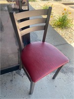 4 red metal frame chairs vinyl cushion seat