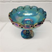 Carnival Glass Indiana Blue Teardrop Compote  -XG