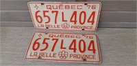 Quebec 1976 Olympics License plates set