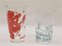 2 Vintage Juice Glasses - JOLLY JUMBO & PEBBLES