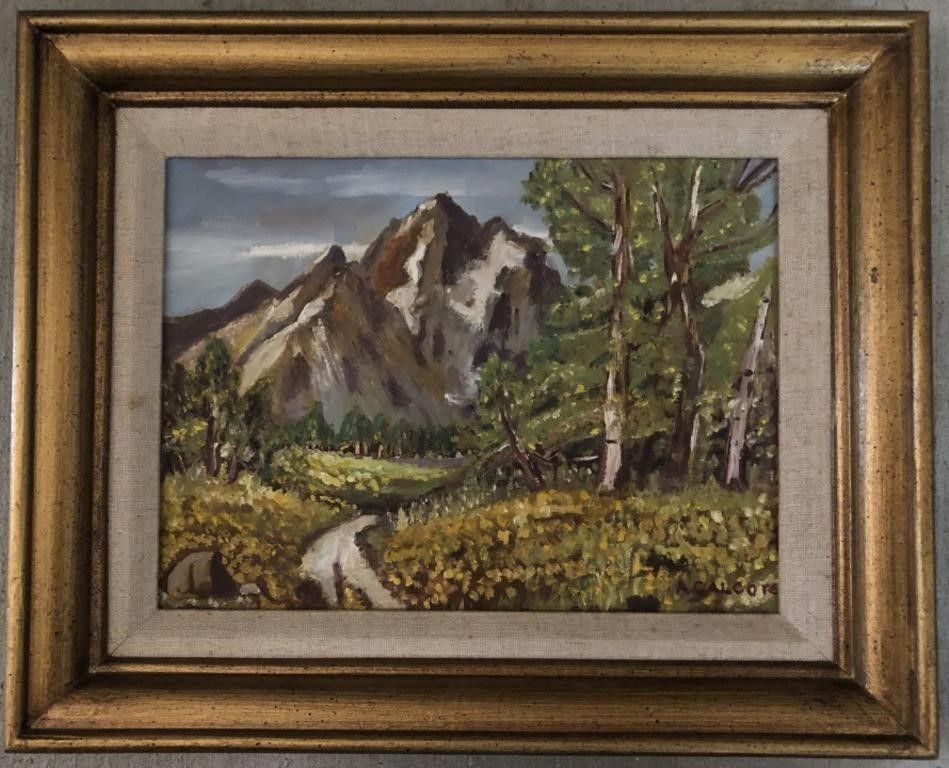 Oil On Canvas Mountain Scene Framed Art-A Calcote