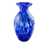 COBALT BLUE ART GLASS SWIRL VASE