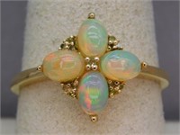 STERLING SILVER OPAL RING. SIZE 10.