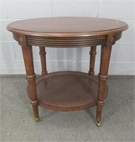 Ethan Allen Oval 2 Tier Stand On Casters