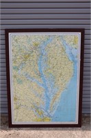 Chesapeake Bay Nautical Framed Wall Map