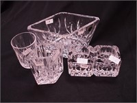 Five pieces of Lismore Waterford crystal: pair of