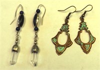 Vintage Crystal And Copper Earrings