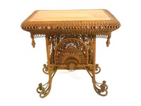 Rare wicker lamp table. Circa 1890. Unknown