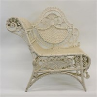 Victorian wicker photographer's bench,