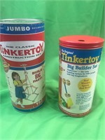 To tinker toy construction set tins