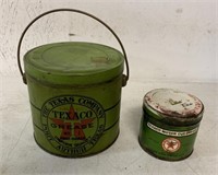 2 empty Texaco grease tins