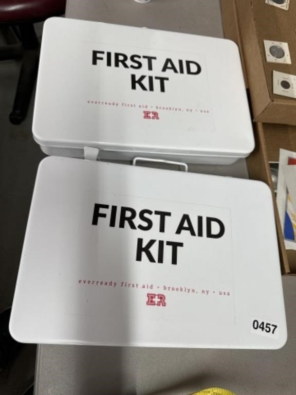 2 vintage First Aid Kits metal n full