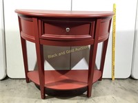 Red half moon entry table with drawer