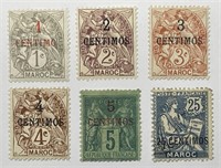FRENCH MOROCCO: 1908 French Post Office Lot of 6